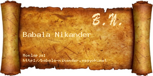 Babala Nikander névjegykártya